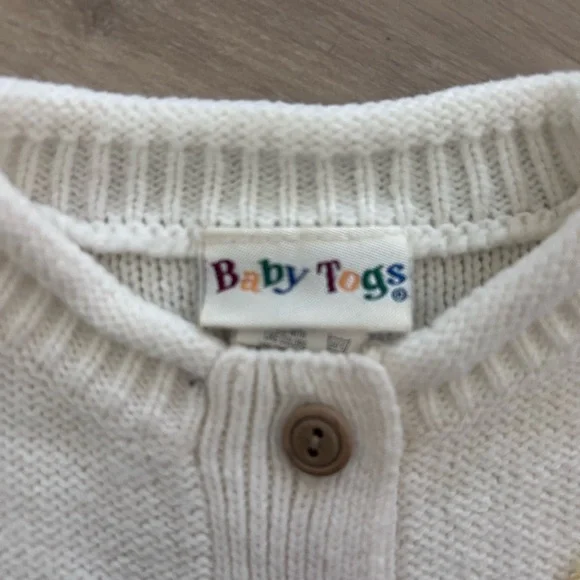 Vintage acrylic baby togs Colorful Knit Cardigan with Animal and House Design - Picture 3 of 4